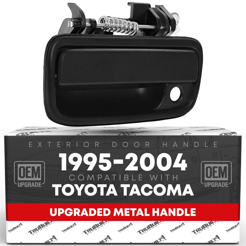 T1A Exterior Front Driver Door Handle Replacement, Upgraded Metal - Compatible with 1995-2004 Toyota Tacoma - Textured Black - OEM 69220-35020, 79344, 91319, TO1310117 - Image 1